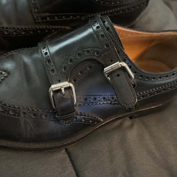 🖤 GUCCI 🖤 🇮🇹 Authentic Double Monk Strap Brogue Black Leather Shoe Men 8.5 9 - Picture 3 of 15